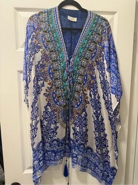 Camilla Blue & Teal Embellished V-Neck Tunic